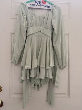 Altar'd State Sage Green Tiered Mini Dress